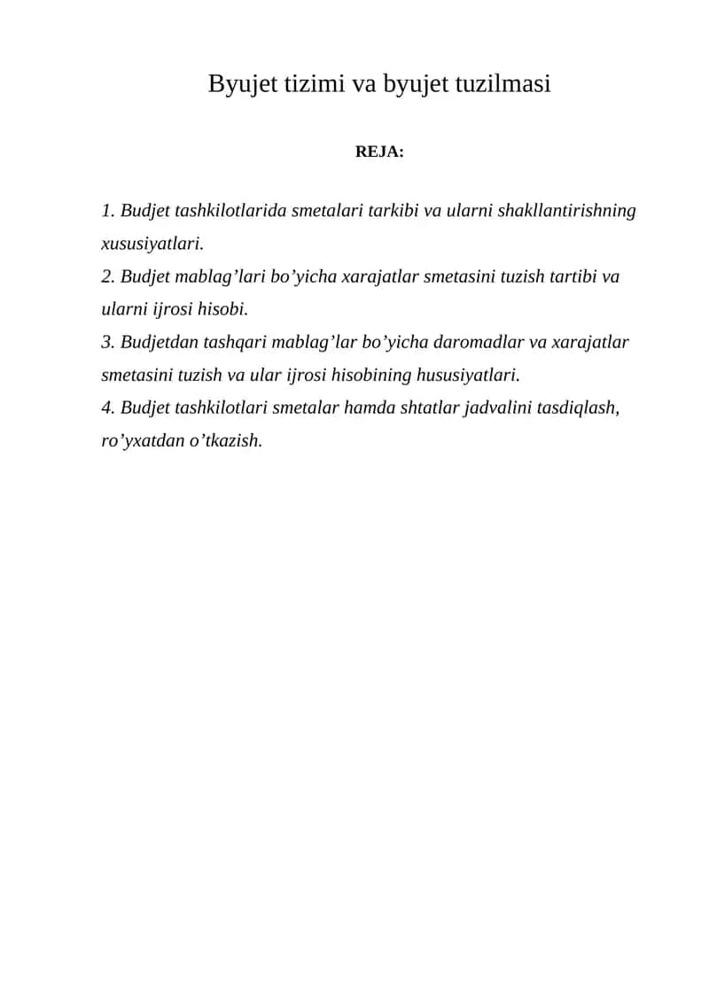 Budjet tizimi va byujet tuzilmasi 1