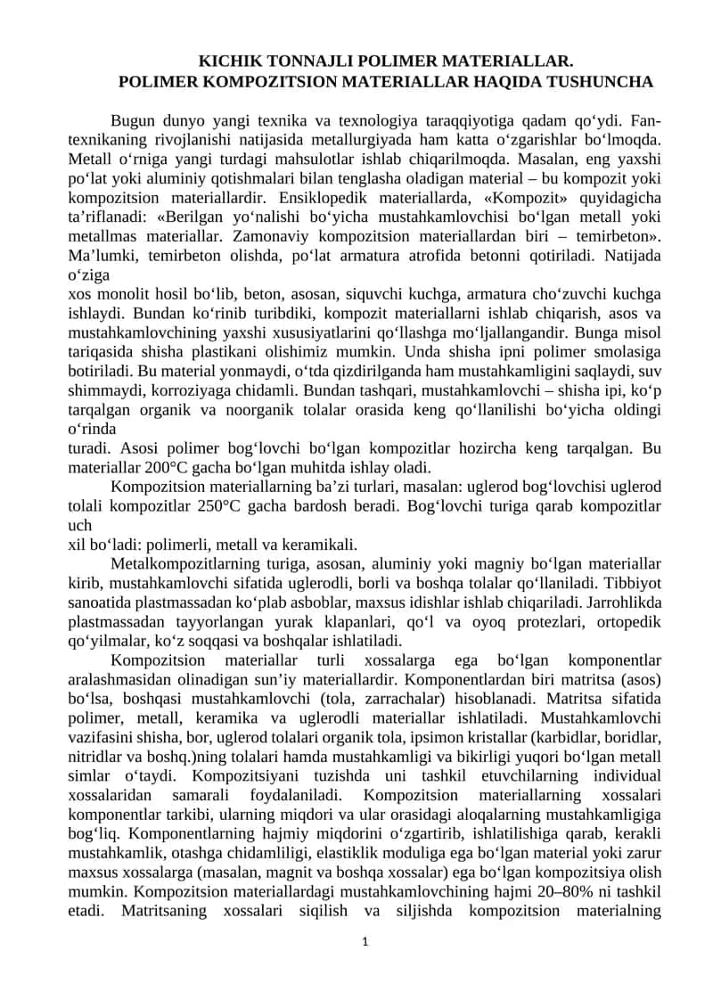 Polimer kompozitsion materiallar 1