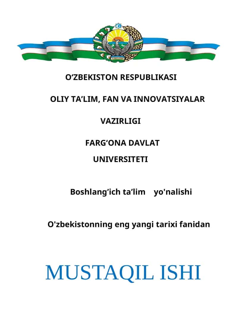 1992 yil Mustaqil O`zbekiston Respublikasi Konstitutsiyasining qabul qilinishi va uning tarixiy ahamyati 1