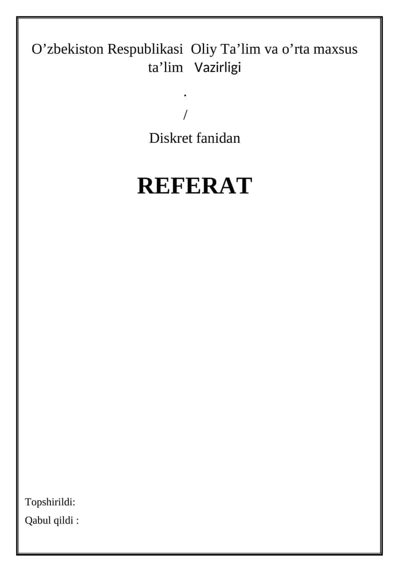 Diskret fanidan REFERAT 1