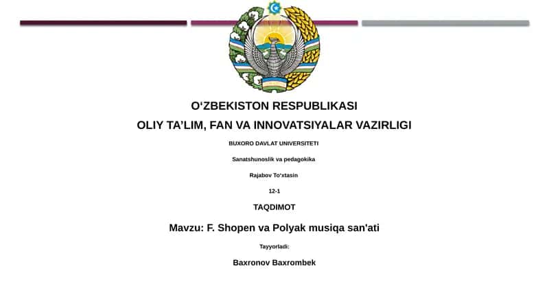 F. Shopen va Polyak musiqa san'ati 1