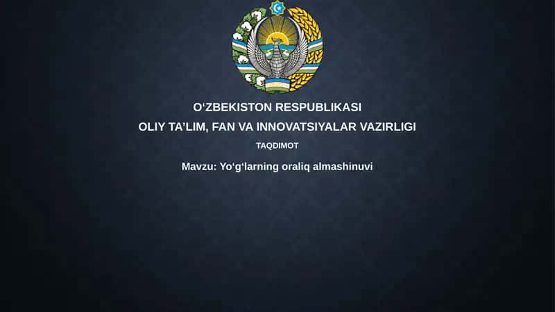 Yoʻgʻlarning oraliq almashinuvi 1