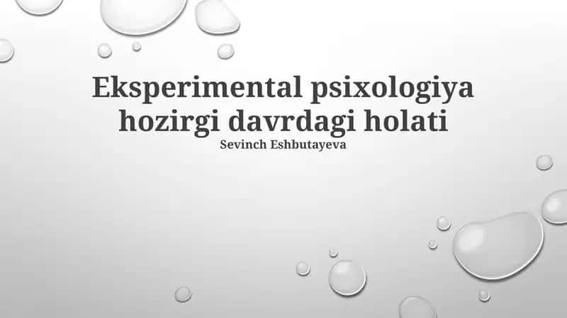 Eksperimental psixologiya hozirgi davrdagi holati 1