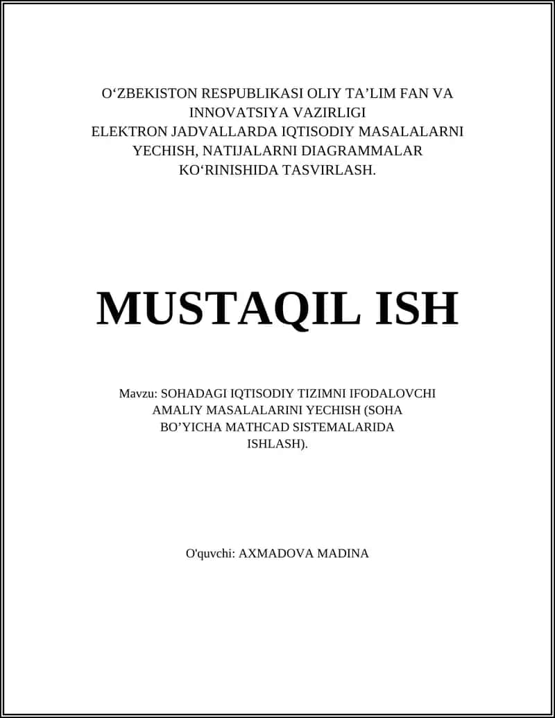 MathCAD da Sektorial Iqtisodiy Model Yaratish 1