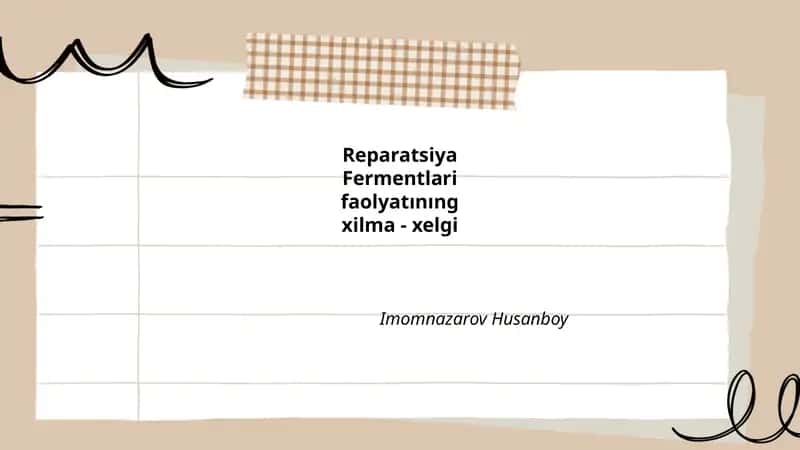 Reparatsiya Fermentlari Faolyatınıng Xilma-Xelgi 1