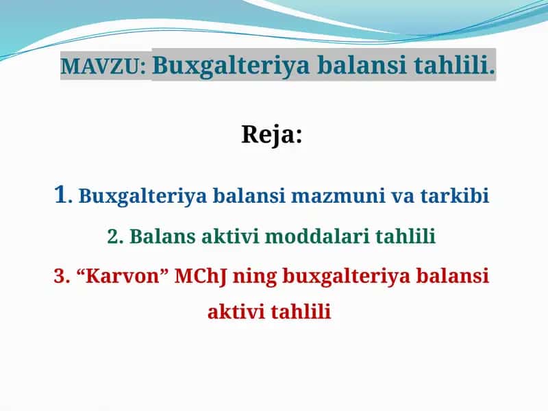 Buxgalteriya balansini tahlili 1