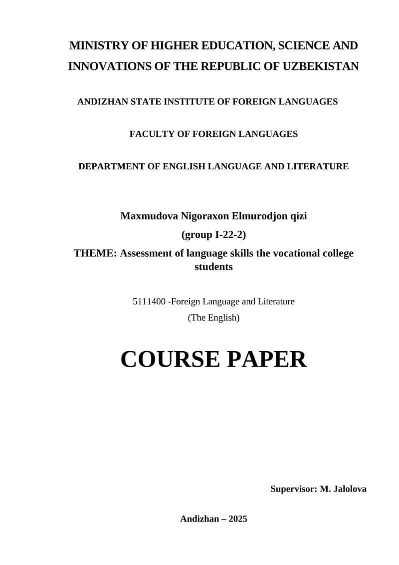 Assessment of language skills the vocational college students 1