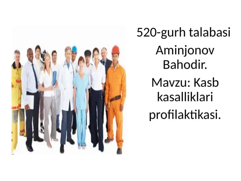 Kasb kasalliklari profilaktikasi 1