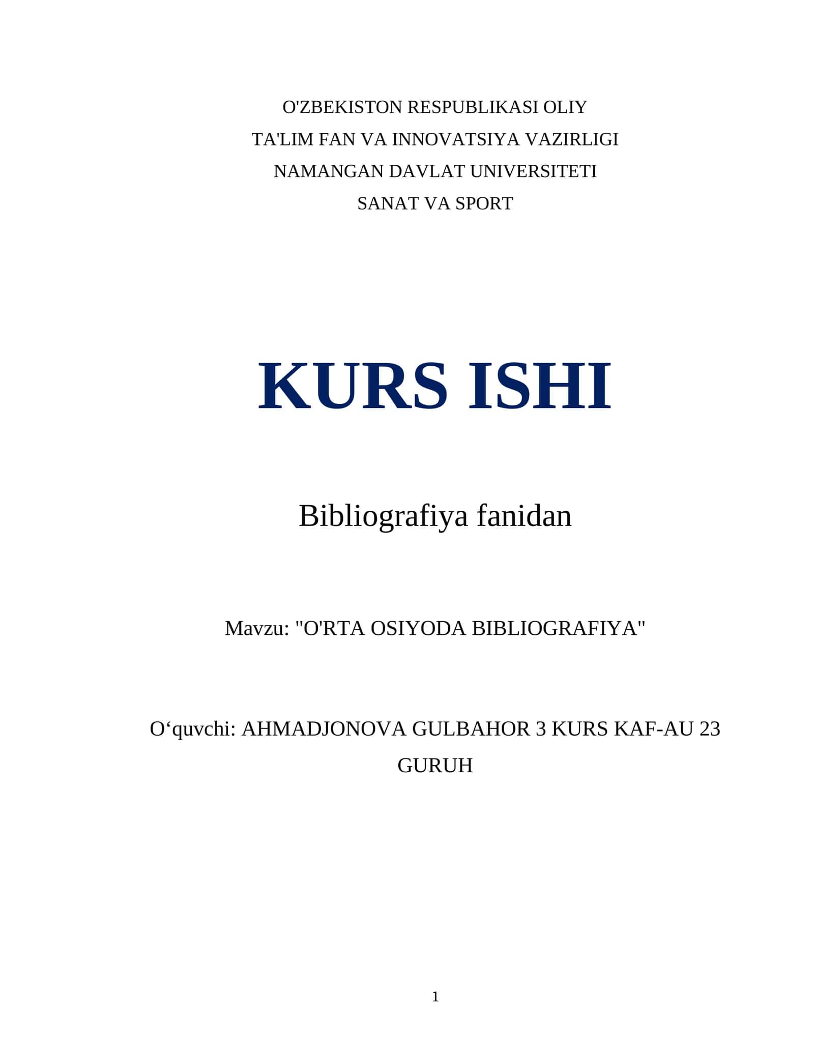 O'RTA OSIYODA BIBLIOGRAFIYA 1