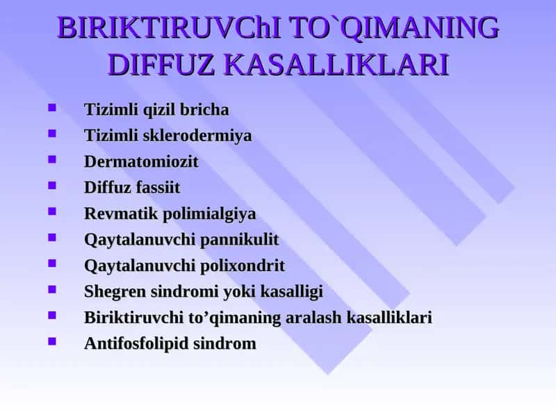 BIRIKTIRUVChI TO`QIMANING DIFFUZ KASALLIKLARI 1