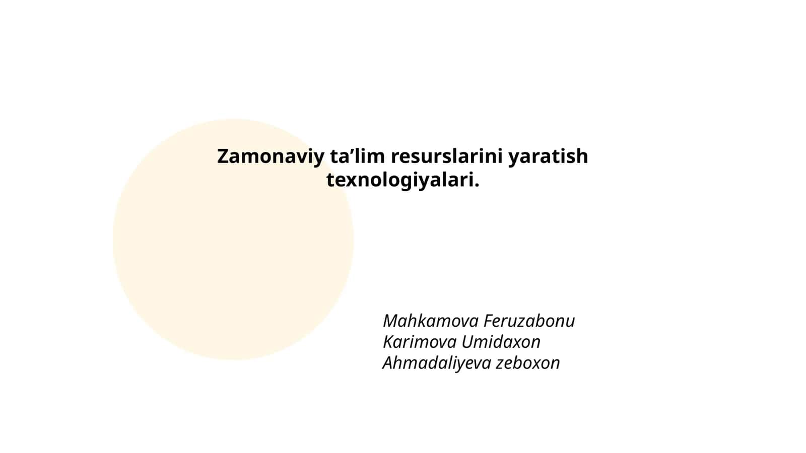 Zamonaviy taʼlim resurslarini yaratish texnologiyalari 1
