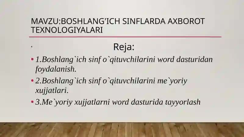 Boshlang'ich sinflarda axborot texnologiyalari