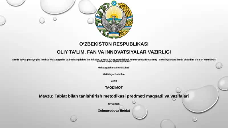 Tabiat bilan tanishtirish metodikasi 1