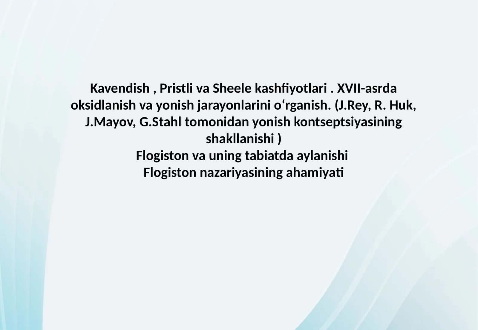 Kavendish, Pristli va Sheele kashfiyotlari 1