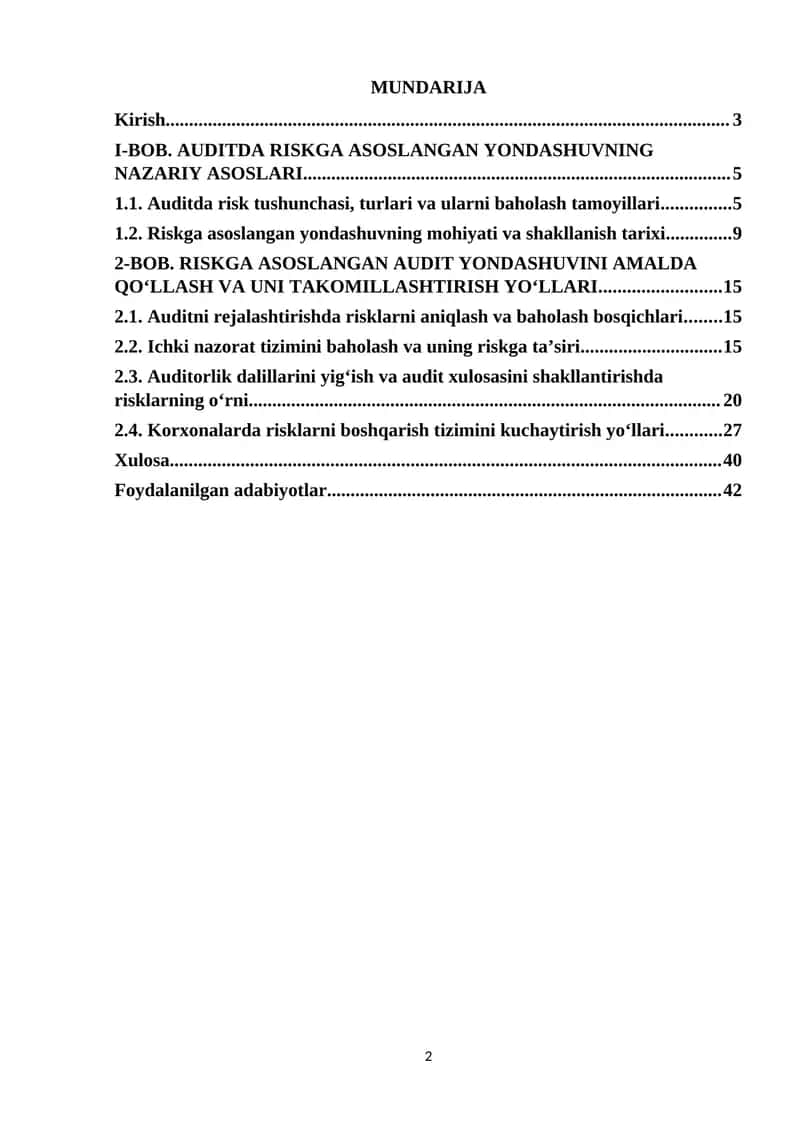 Auditda riskga asoslangan yondashuv mohiyati 1