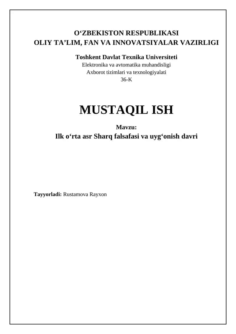 Ilk o'rta asrlardagi Sharq falsafasi: Asosiy maktablar va g'oyalar 1