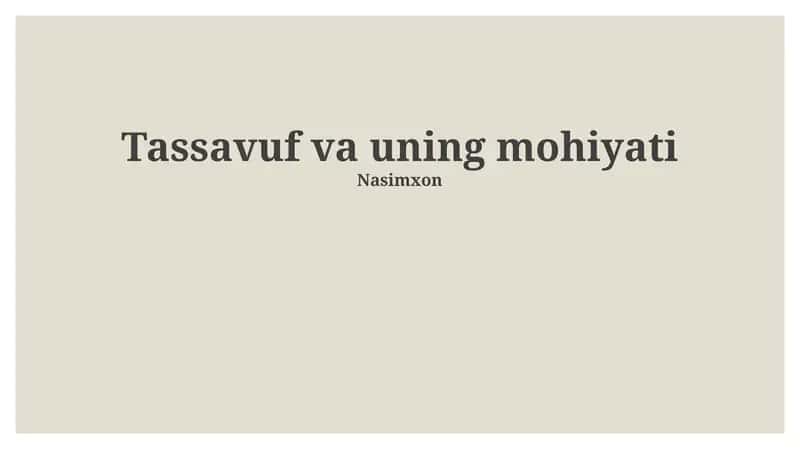 Tasavvuf va uning mohiyati 1