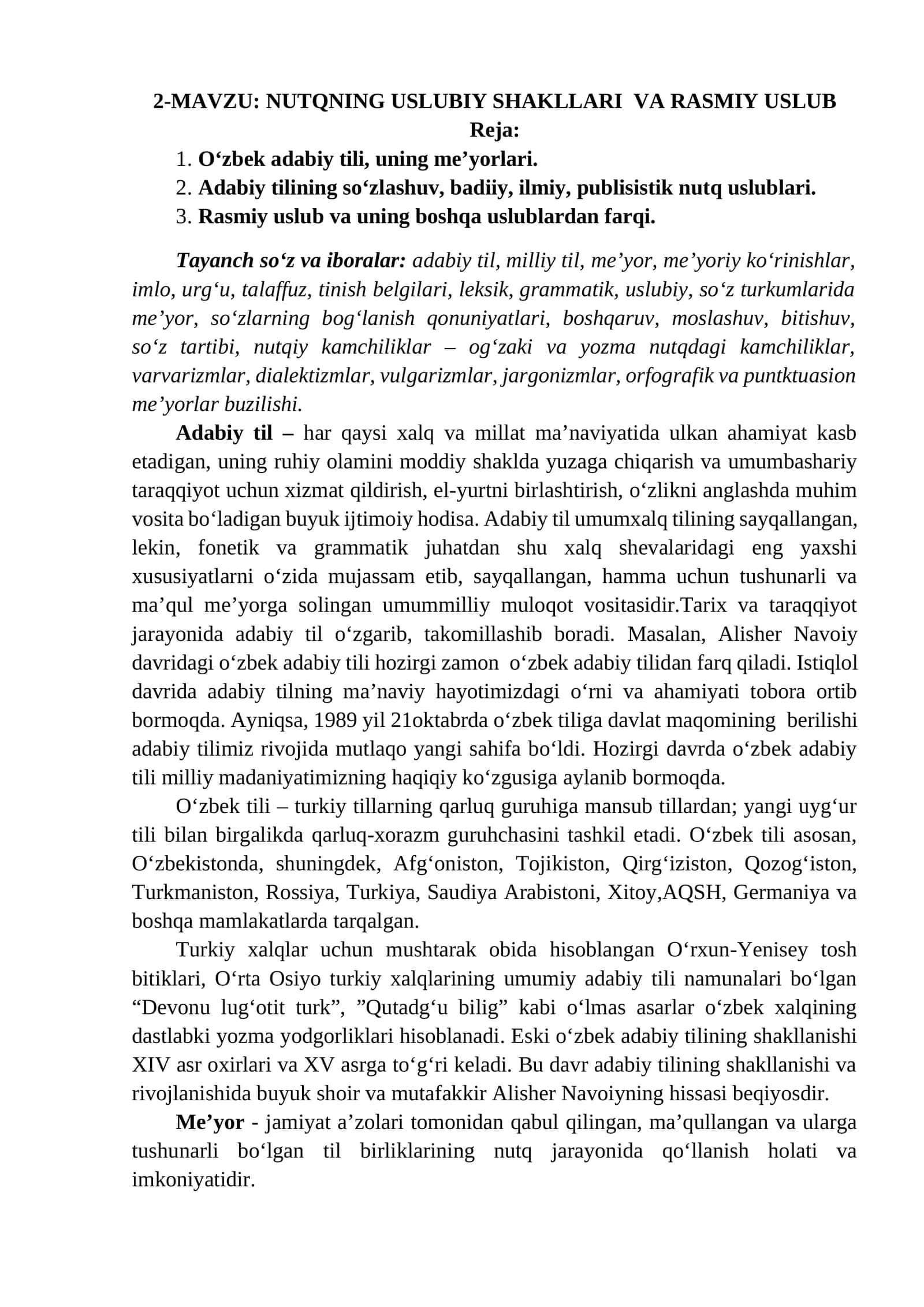 NUTQNING USLUBIY SHAKLLARI VA RASMIY USLUB 1