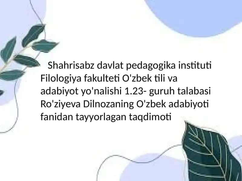 "Turkiy Guliston yoxud axloq" asari taqdimoti 1