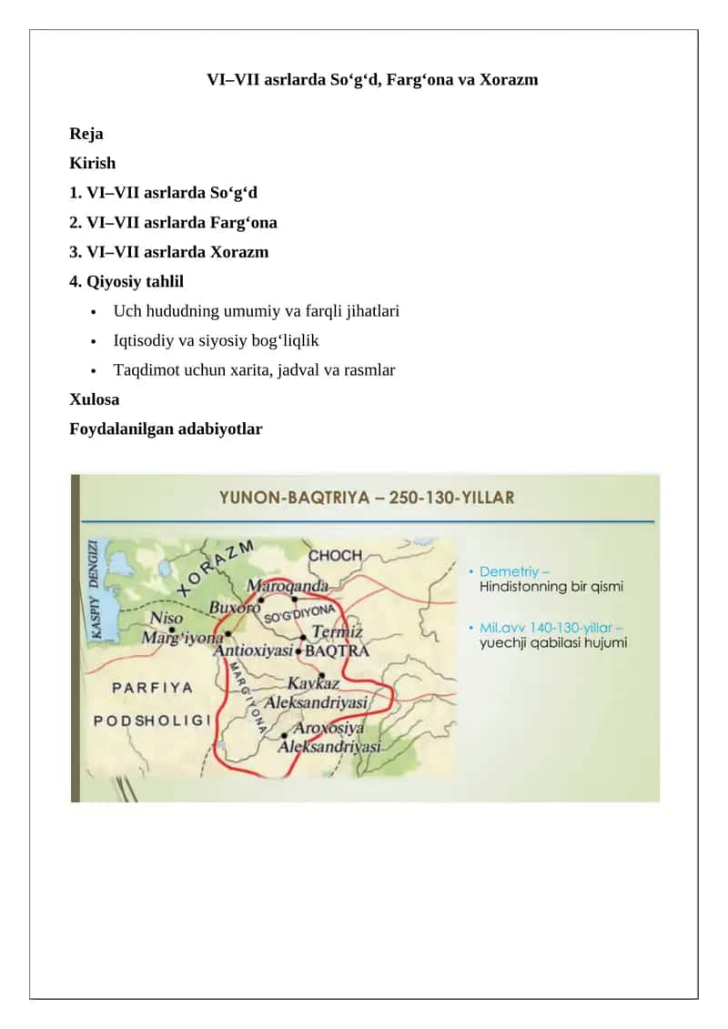 VI–VII asrlarda So‘g‘d, Farg‘ona va Xorazm 1
