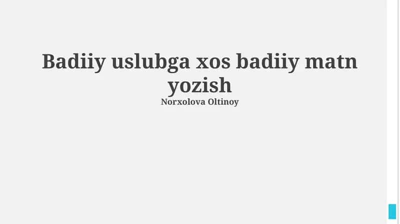 Badiiy uslubga xos badiiy matn yozish 1
