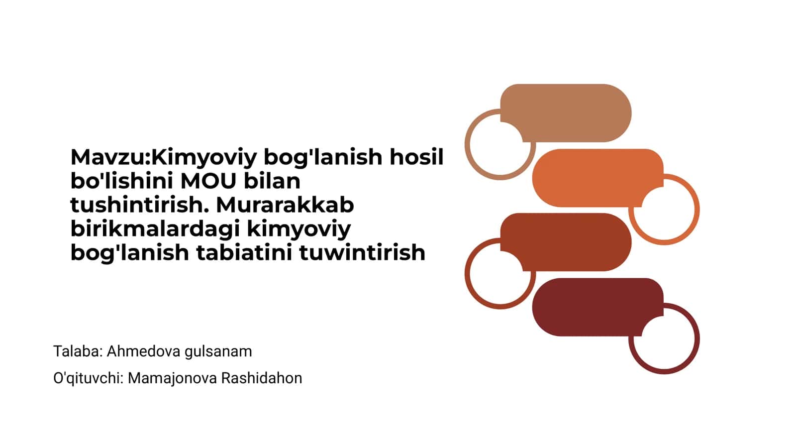 Kimyoviy bog'lanish hosil bo'lishini MOU bilan tushintirish 1