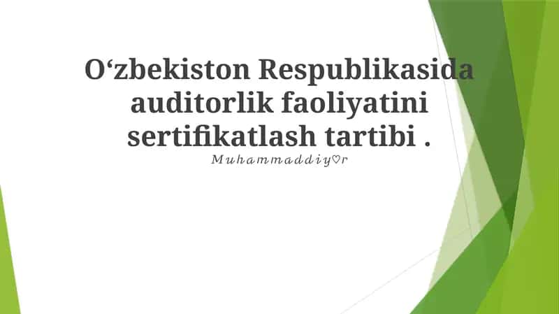Auditing Sertifikatsiyasi uchun Asosiy Talablar va Standartlar 1