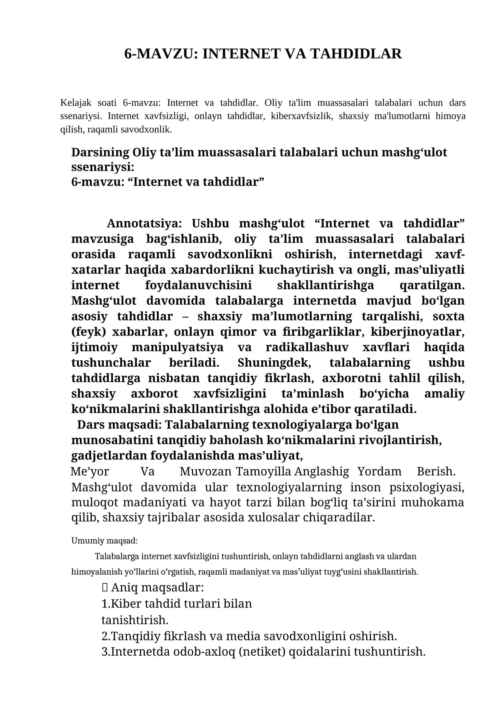 Internet va tahdidlar 1