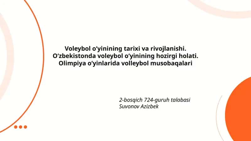 Voleybol oʻyinining tarixi va rivojlanishi 1