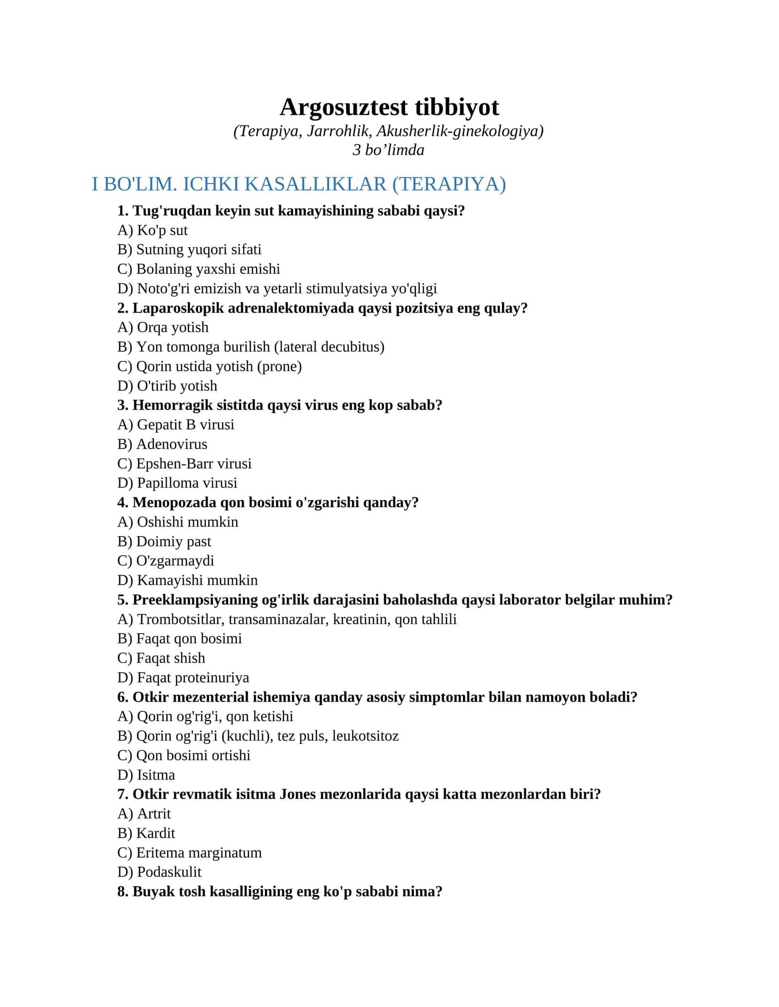 Argosuztest tibbiyot 1