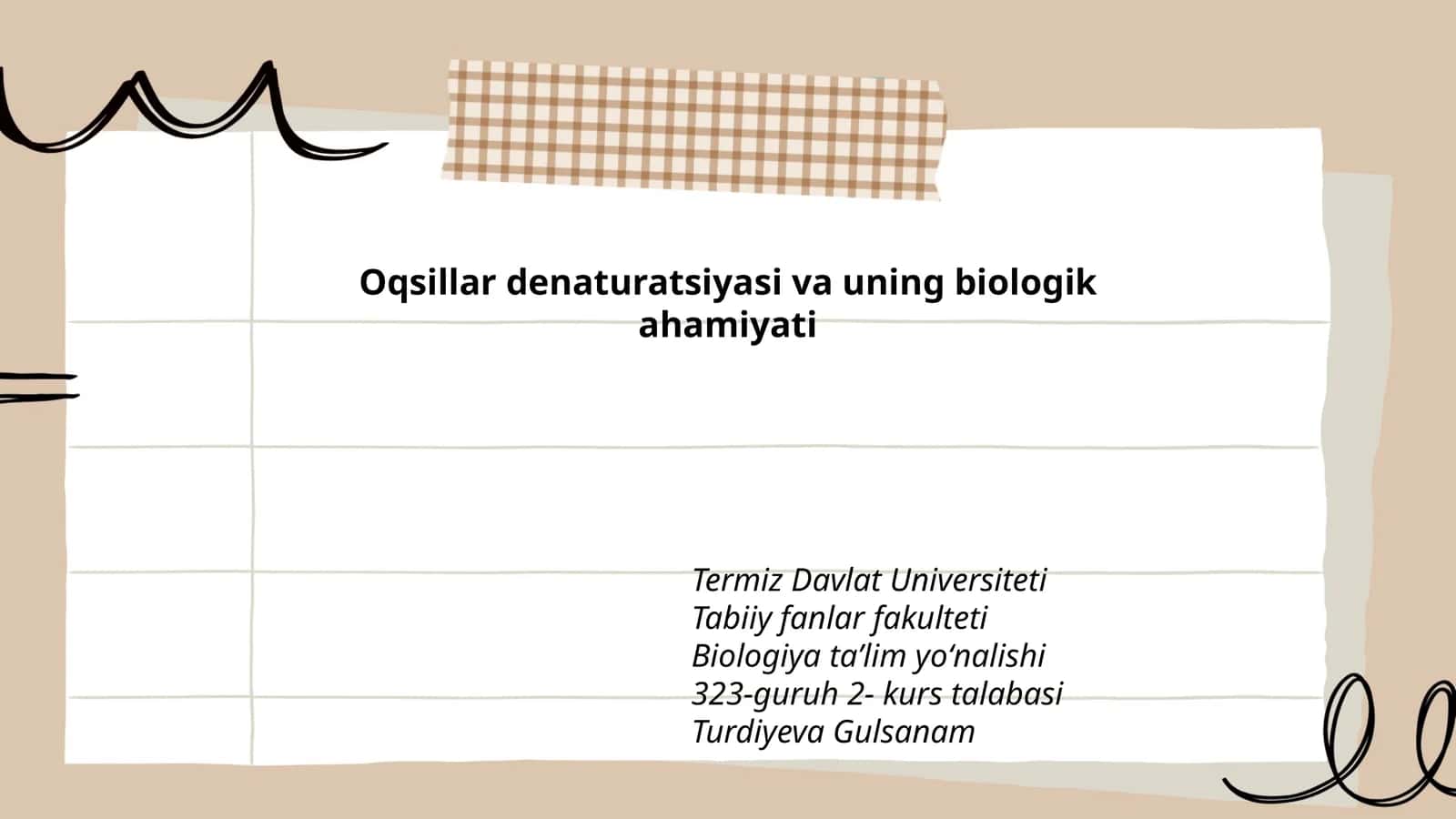 Oqsillar denaturatsiyasi va uning biologik ahamiyati 1