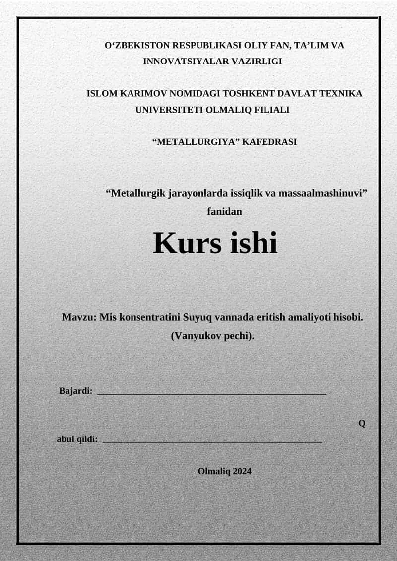 Mis konsentratini Suyuq vannada eritish amaliyoti 1
