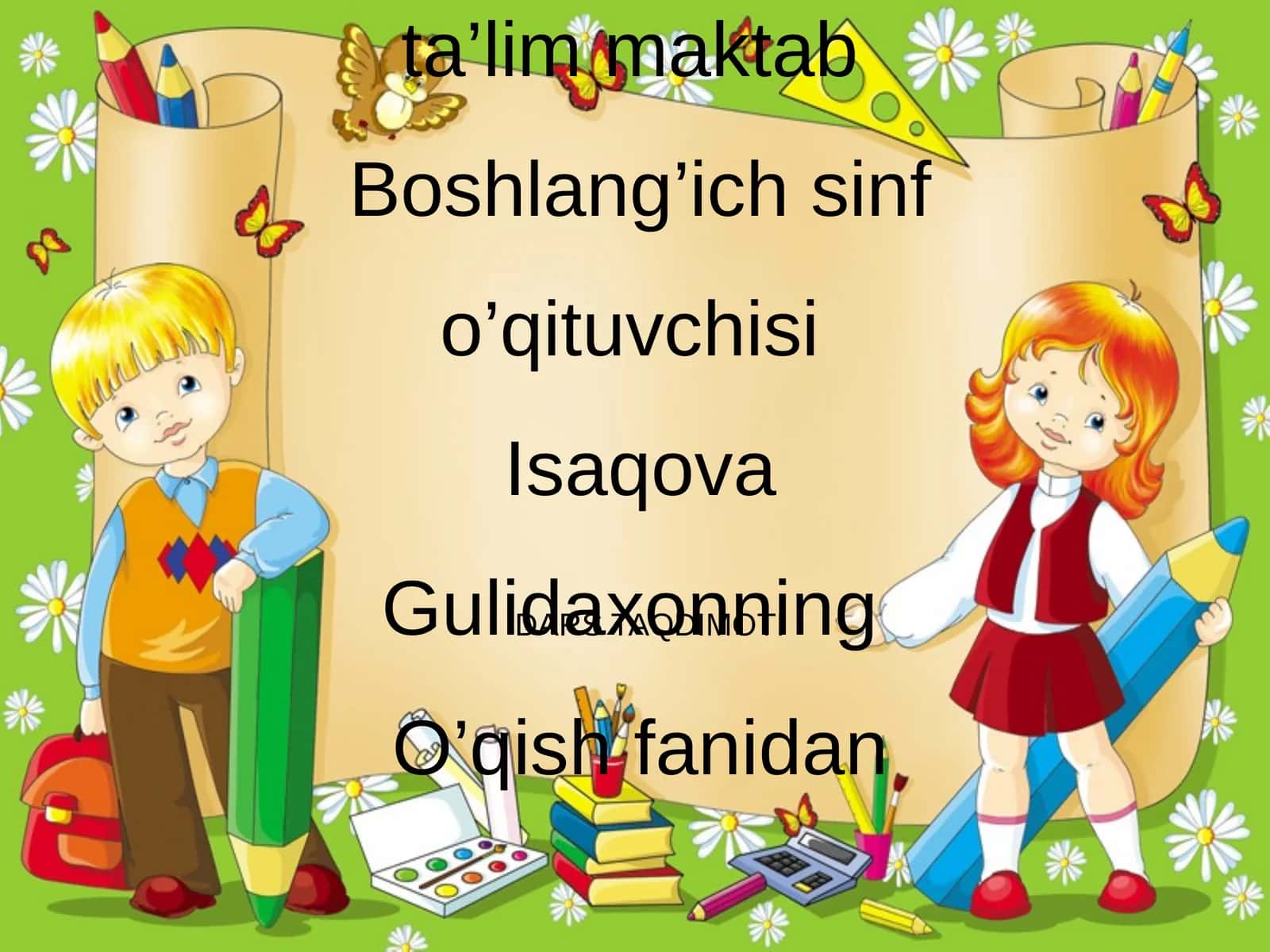 DARS TAQDIMOTI “Qishto’zg’itarmomiqpar” 1