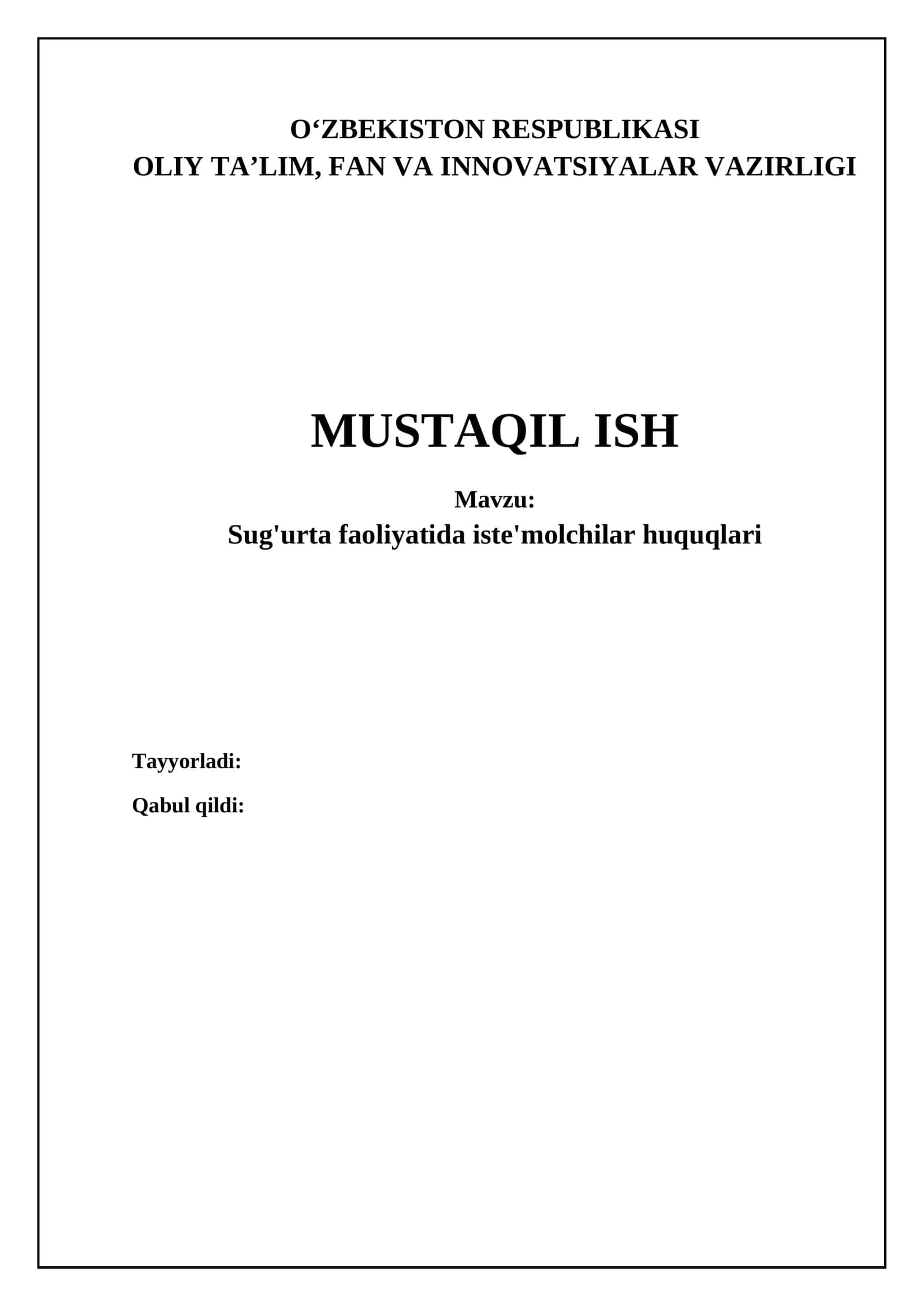 Sug'urta faoliyatida iste'molchilar huquqlari 1