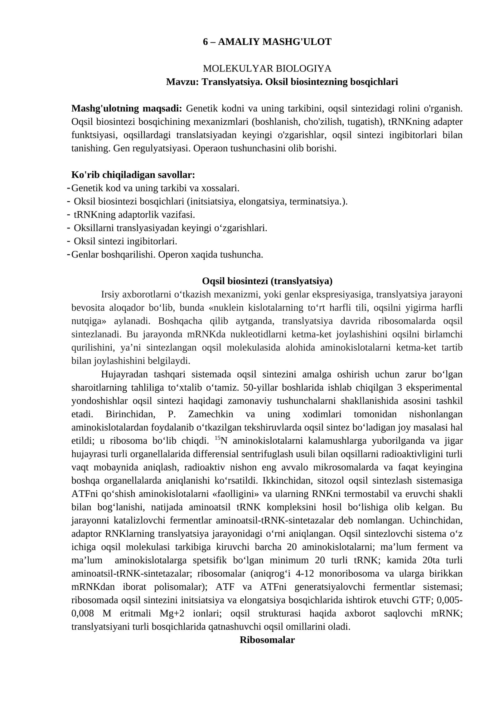 MOLEKULYAR BIOLOGIYA 1