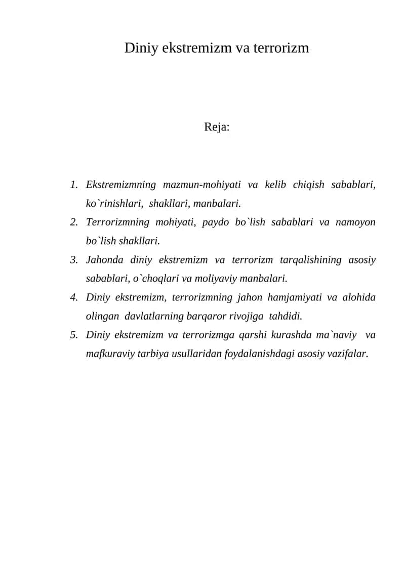 Diniy ekstremizm va terrorizm 1
