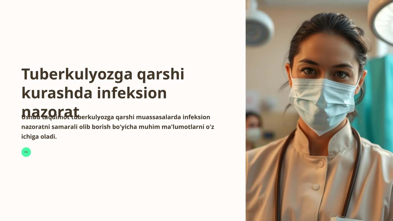 Tuberkulyozga qarshi kurashda infeksion nazorat 1