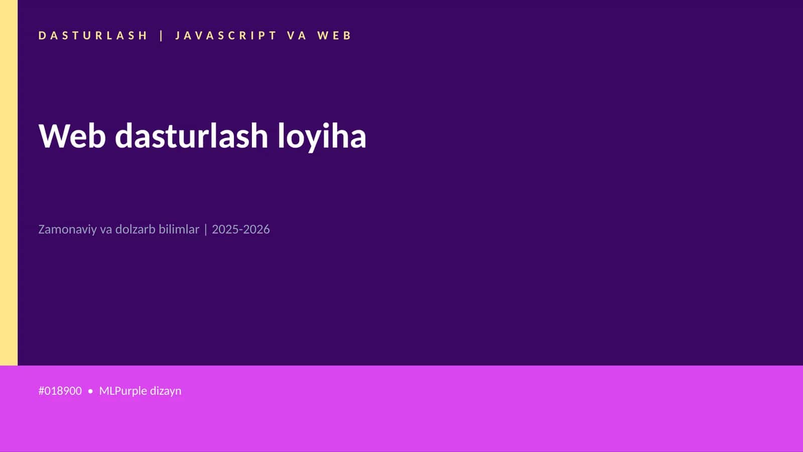 DASTURLASH | JAVASCRIPT VA WEB 1