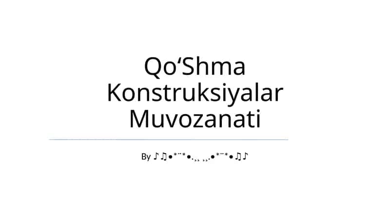 QoʻShma Konstruksiyalar Muvozanati 1