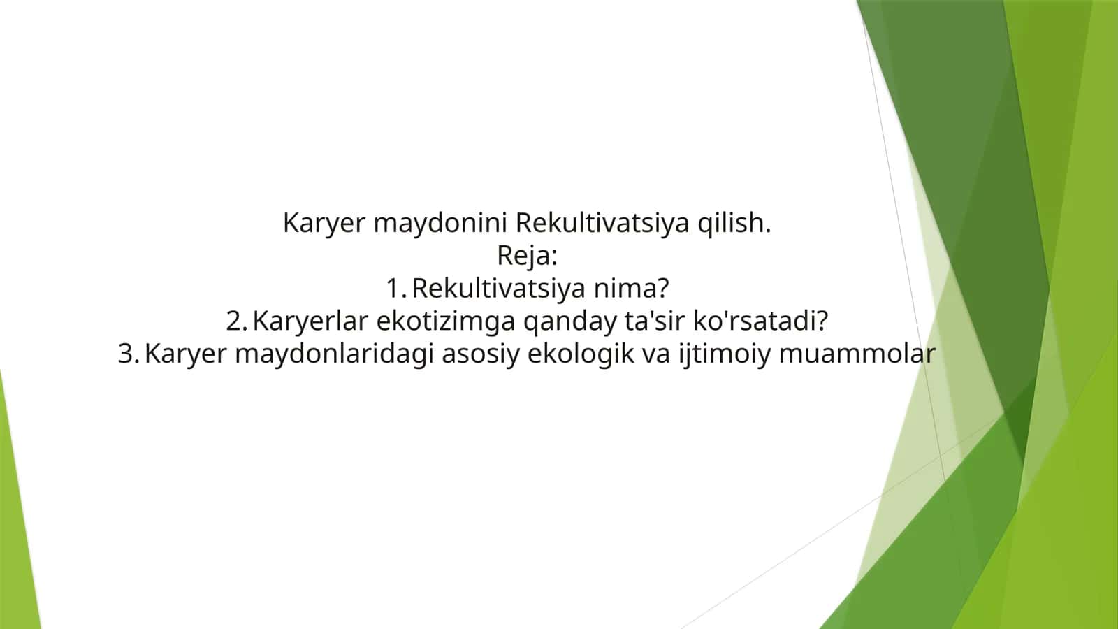 Karyer maydonini Rekultivatsiya qilish: Barqaror Kelajak Sari 1