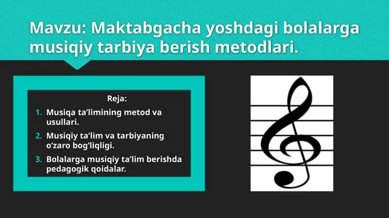 Maktabgacha yoshdagi bolalarga musiqiy tarbiya berish metodlari 1