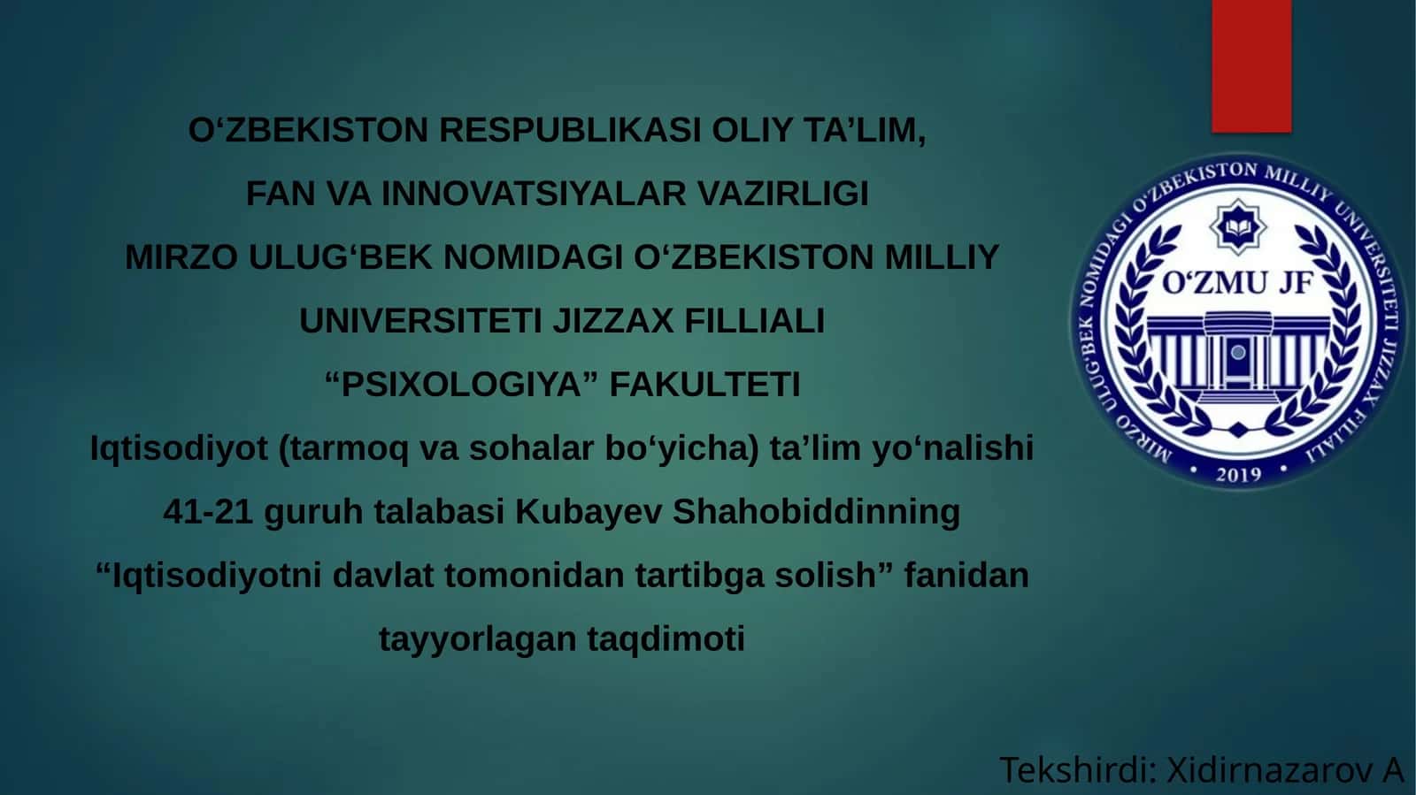IQTISODIYOTNI DAVLAT TOMONIDAN TARTIBGA SOLISH 1