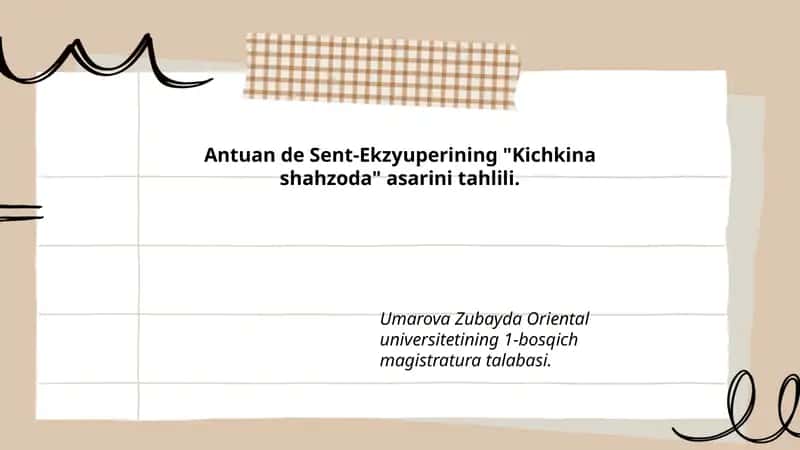 Kichkina shahzoda asarini tahlili 1