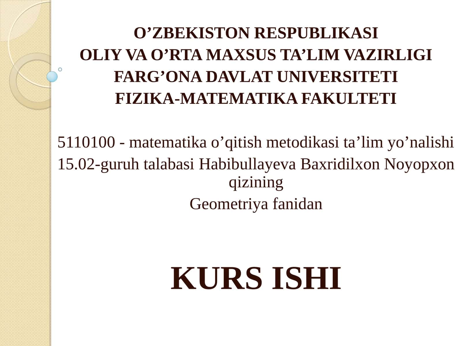 Tekislikda to’g’ri chiziqning turli tenglamalari 1