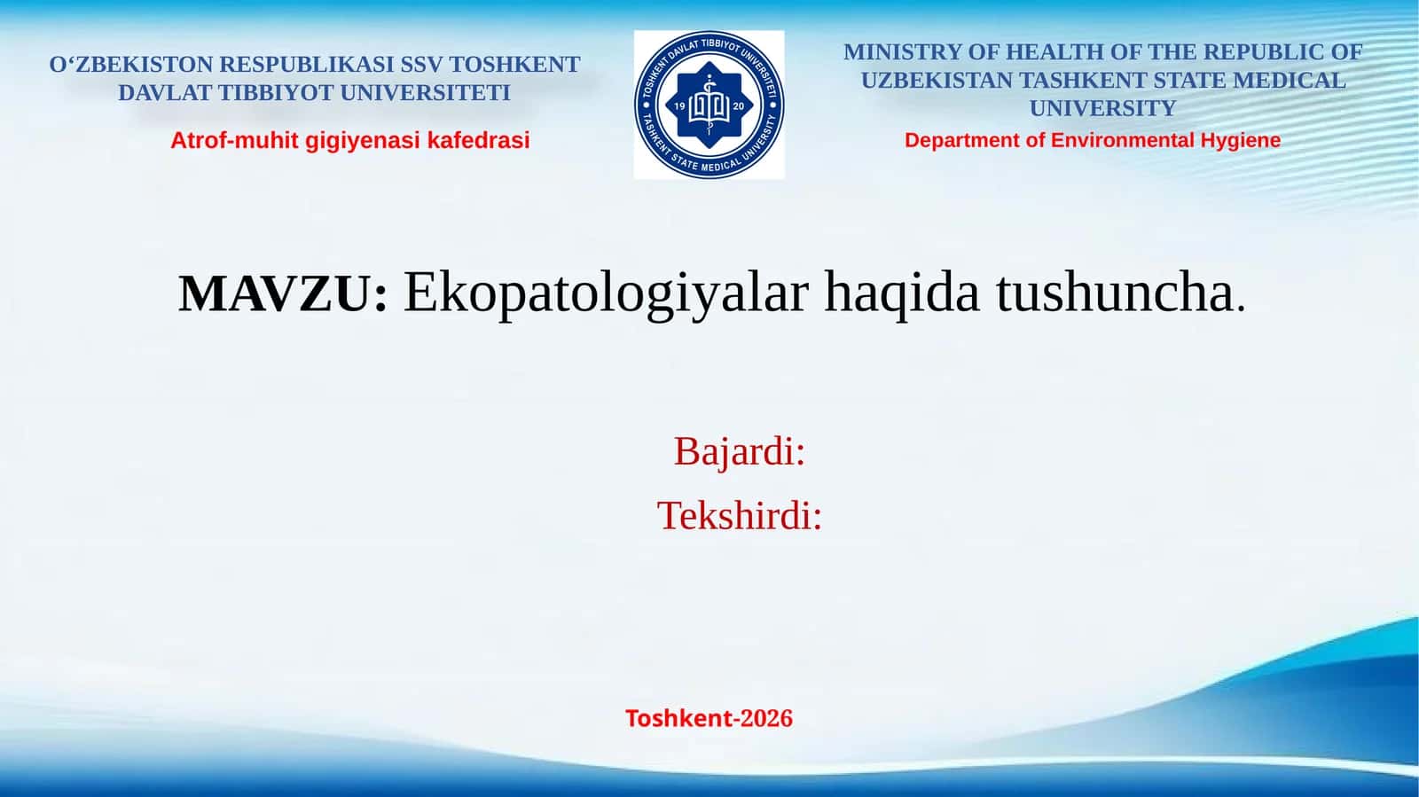 Ekopatologiyalar haqida tushuncha. 1