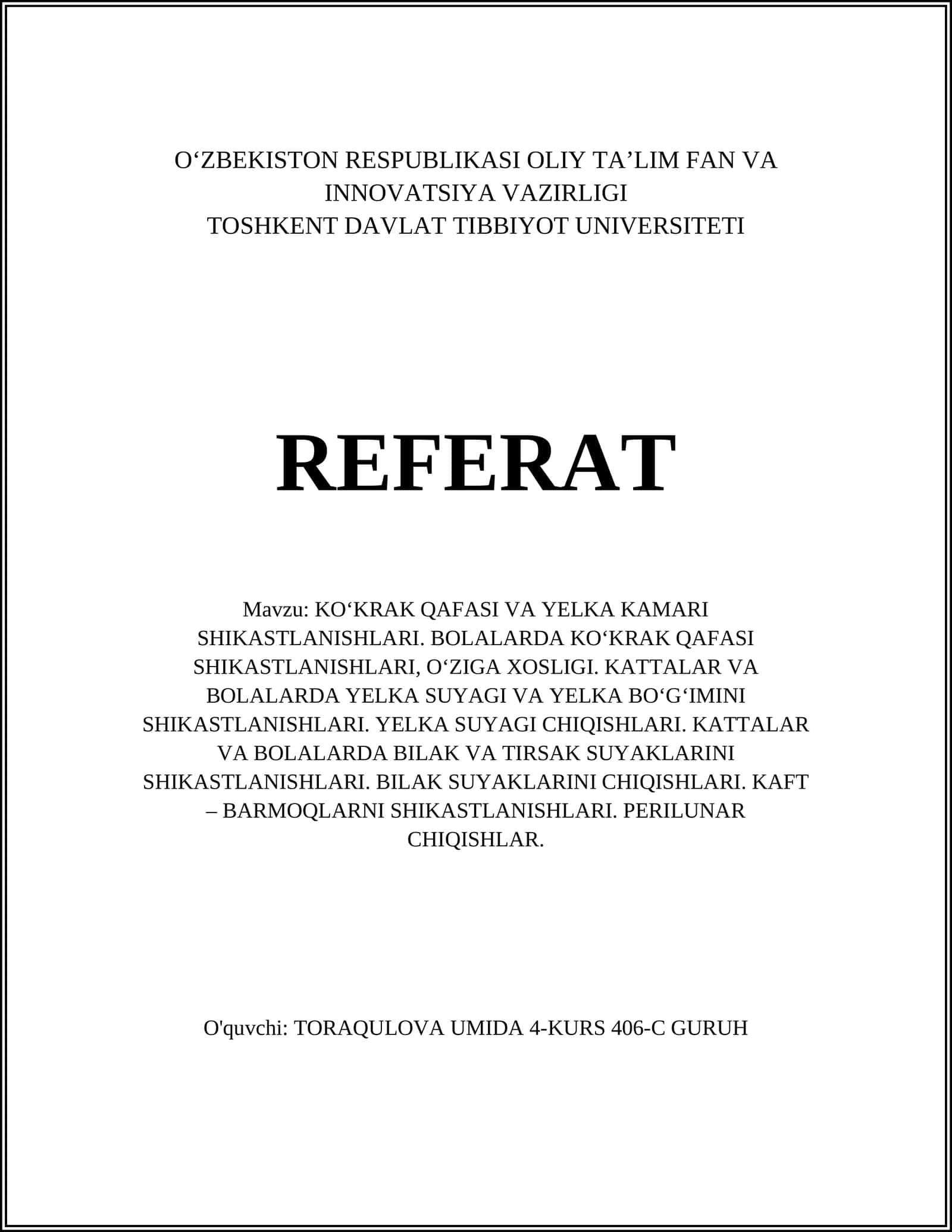 KO‘KRAK QAFASI VA YELKA KAMARI SHIKASTLANISHLARI 1