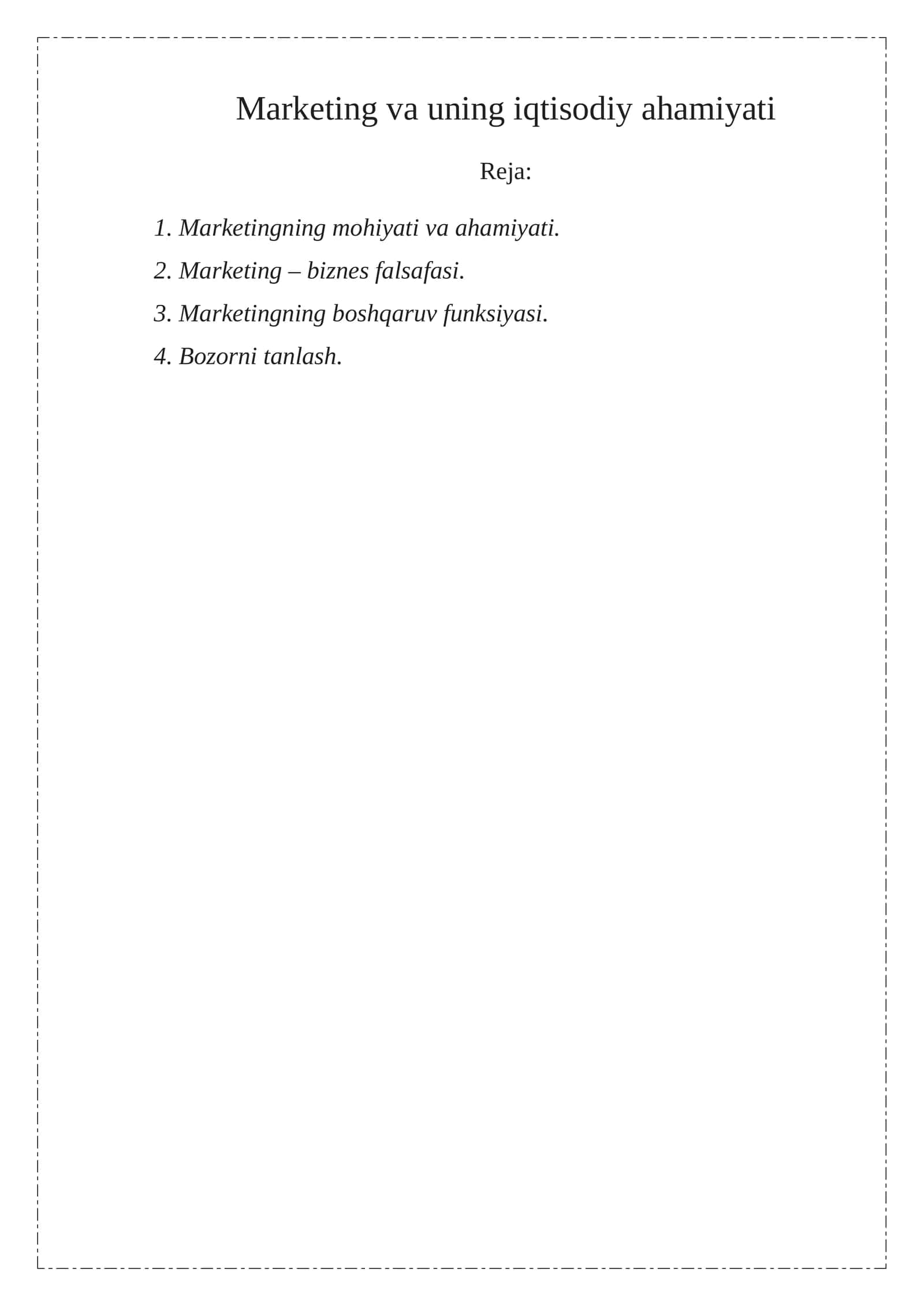 Marketing va uning iqtisodiy ahamiyati 1