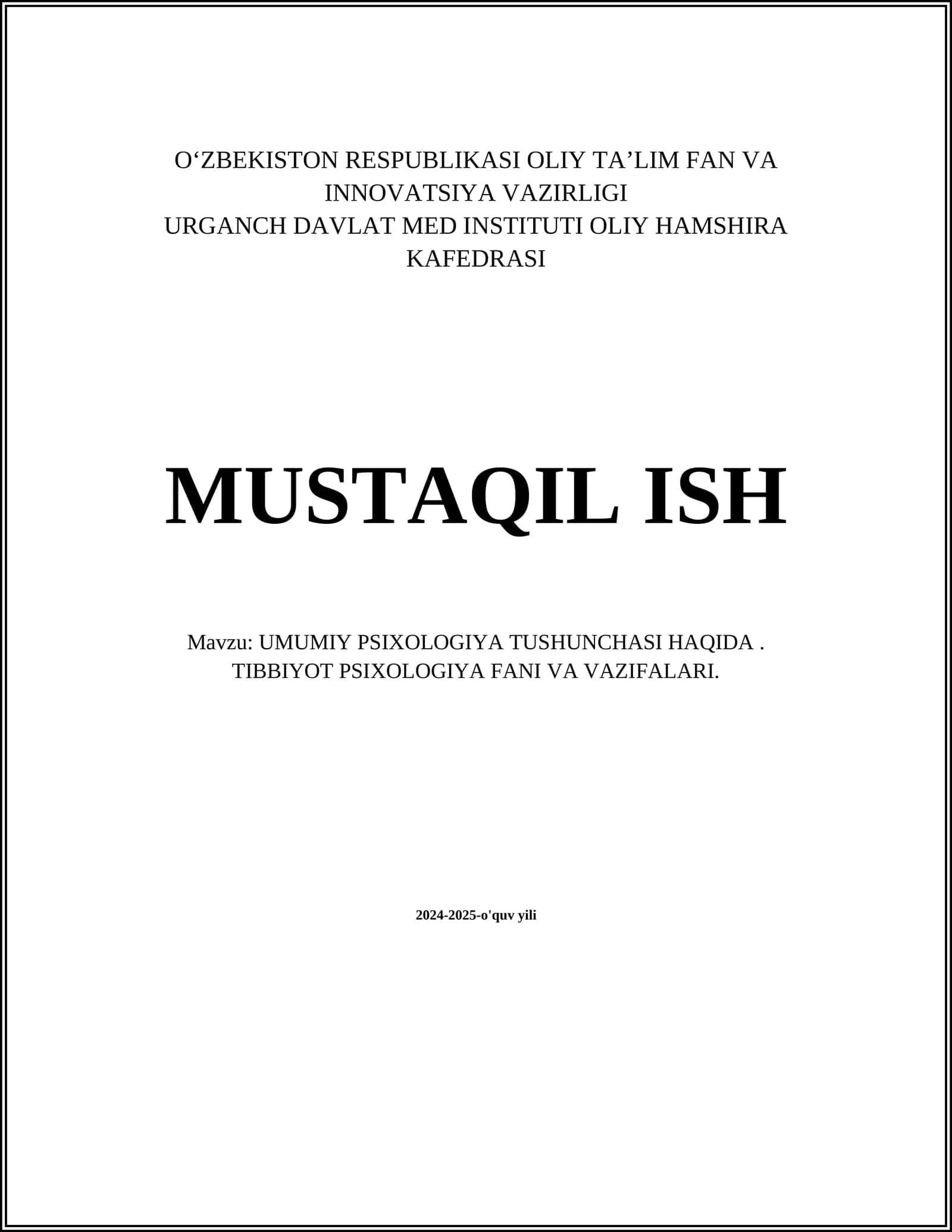 UMUMIY PSIXOLOGIYA TUSHUNCHASI HAQIDA 1