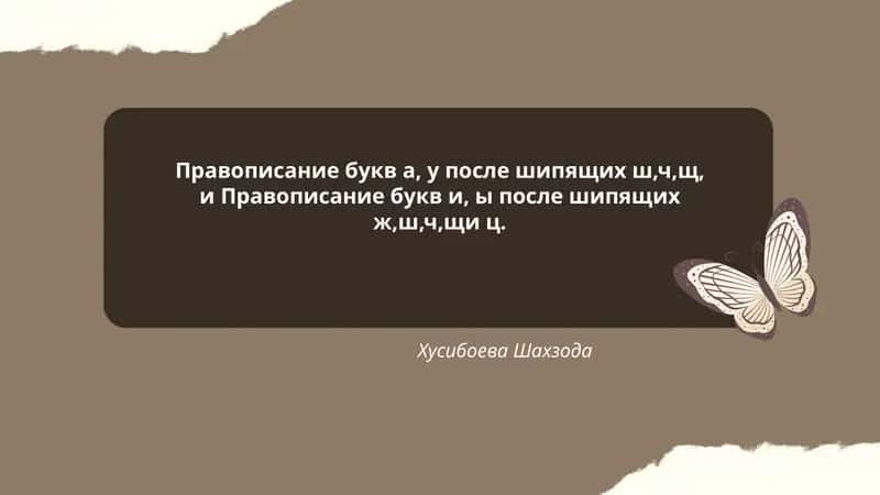 Правописание букв а, у после шипящих 1