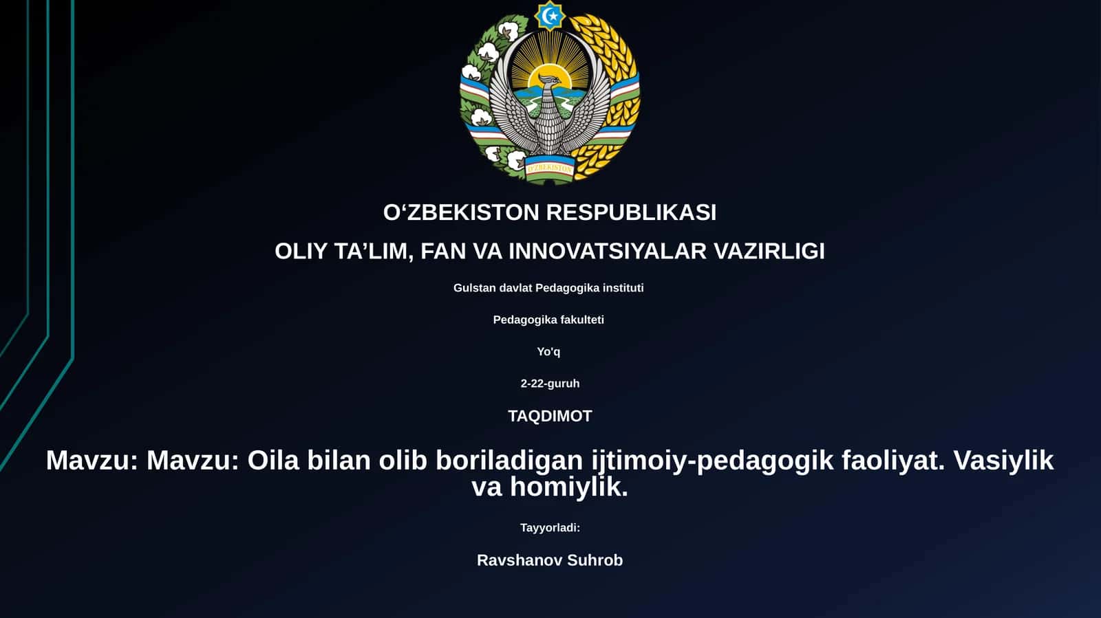 Oila bilan olib boriladigan ijtimoiy-pedagogik faoliyat 1